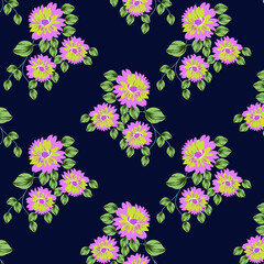 Fototapeta na wymiar seamless vector flowers pattern on background