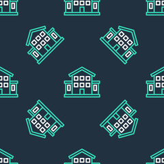 Line House icon isolated seamless pattern on black background. Home symbol. Vector.