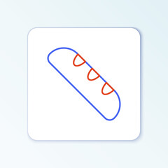 Line French baguette bread icon isolated on white background. Colorful outline concept. Vector.