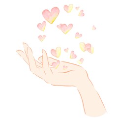 手　水彩　愛　ハート　ハンドモデル　優しさ
母の日　バレンタイン　告白　結婚　福祉　介護　医療
