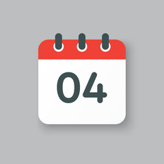 Vector icon calendar day number 4, 4th day month