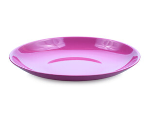 empty violet plate on white background
