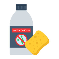 Automobile Disinfectant with Sponge Concept Vector Color Icon Design, covid car cleaning service Symbol on white background, Vehicle disinfection Sign,