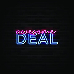 Awesome Deal Label Neon Vector