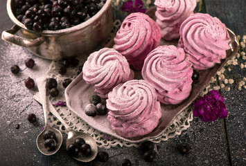 Homemade pink berry marshmallow. Knitted unicorn. Sling necklace.