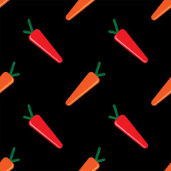 Carrot Icon Seamless Pattern, Vegetable Icon