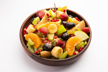 Fruit Chaat is an Indian version of fruit salad sprinkled with salt and mild spices