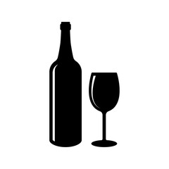 Beer bottle and glass vector icon. Bottle and Glass Beer for Bar or Cafe or Restaurant Symbol Logo illustration.