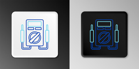 Line Ampere meter, multimeter, voltmeter icon isolated on grey background. Instruments for measurement of electric current. Colorful outline concept. Vector.