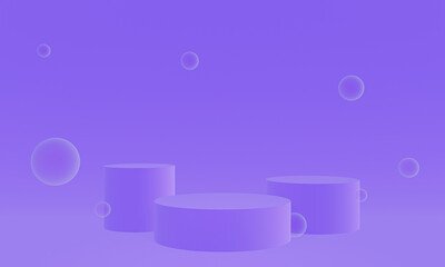 3D rendered purple bubble stage pudium