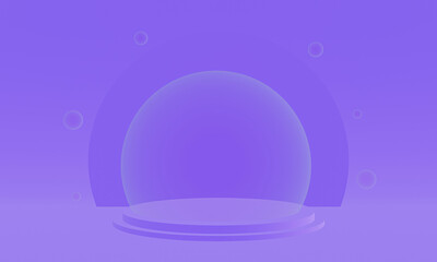 3D rendered purple bubble stage pudium