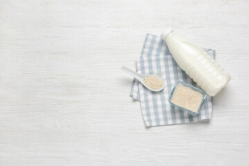 Bottle of rice milk on table