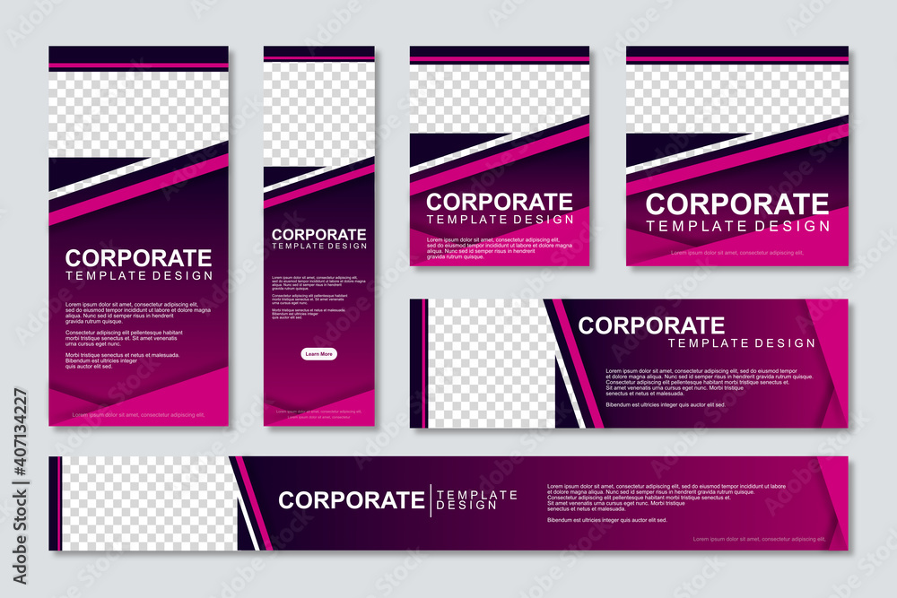 Poster set of modern web banners template design with a place for photos. modern and minimalist concept use