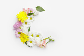 Fototapeta premium Beautiful spring flowers on white background