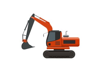 Excavator vehicle. Simple flat illustration