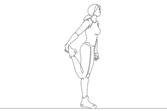 woman stretching leg, continuous line art clip art preview