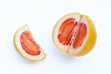 High vitamin C. Juicy grapefruit on white.