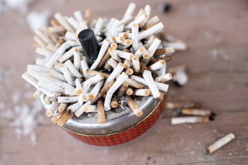 Cigarette butts in an ashtray