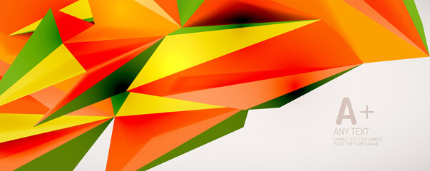 Vector triangle geometric backgrounds. Low poly 3d shape on light backdrop. Vector illustration for covers, banners, flyers and posters and other designs