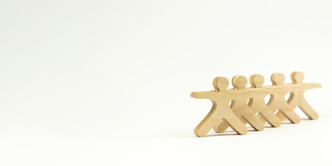 Business team people stand together, first their leader. Brainstorming concept