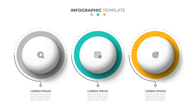 Vector template. Creative infographic design 3d circles and icons. Business concept with 3 options, steps, parts. 