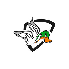 Duck mascot logo design with modern illustration concept style for badge, emblem and t shirt printing. Angry Duck illustration for sport and e-sport team.