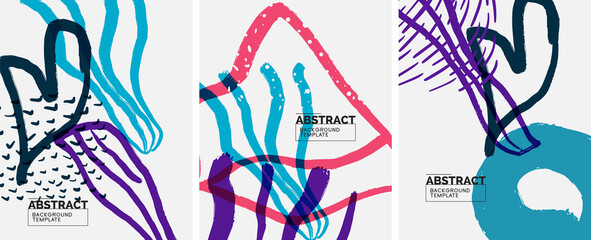 Social media abstract backgrounds. Abstract hand drawn doodles. Vector illustration for covers, banners, flyers