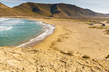 Fototapeta na wymiar Beach El Playazo, seascape in Spain.
