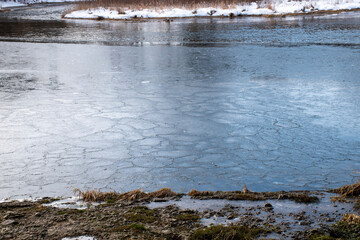 Winter ice on river Canada