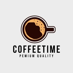 Coffee cup top view with bean shape foam creative symbol concept. Cafe menu, restaurant abstract business logo idea. Fresh espresso icon. Corporate identity logotype, company graphic design tamplate