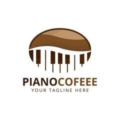 Piano coffee logo design template