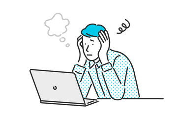 リモートワークで仕事をするビジネスパーソンのイラスト素材