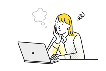 リモートワークで仕事をするビジネスパーソンのイラスト素材