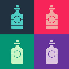 Pop art Tequila bottle icon isolated on color background. Mexican alcohol drink. Vector.