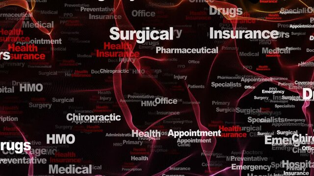 HEALTH INSURANCE Keywords Animation, Background, Loop, 4k
