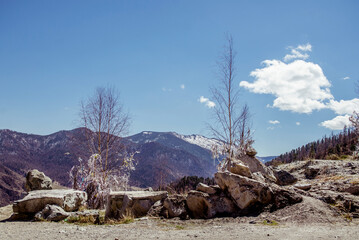 landscape with mountains and clouds