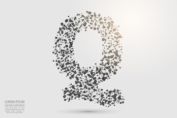 English letters abstract font consists 3d of triangles, lines, dots and connections. Vector illustration EPS 10.