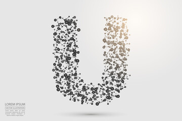 English letters abstract font consists 3d of triangles, lines, dots and connections. Vector illustration EPS 10.