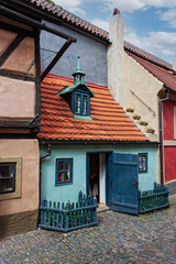 Little houses on Golden street inside of Hrandcany Castle, Prague, Czech Republic.