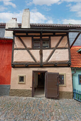 Little houses on Golden street inside of Hrandcany Castle, Prague, Czech Republic.