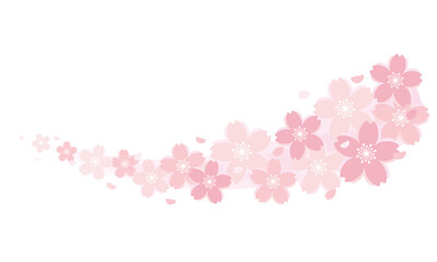Fototapeta na wymiar 桜のウェーブ素材　桜吹雪　曲線　装飾　あしらい　Cherry blossoms Wave