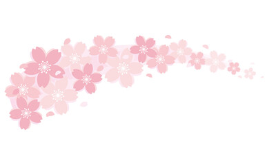 桜のウェーブ素材　桜吹雪　曲線　装飾　あしらい　Cherry blossoms Wave