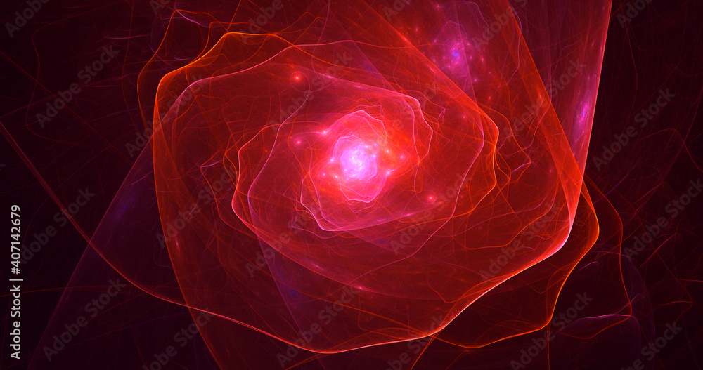 Poster 3d rendering abstract colorful fractal light background