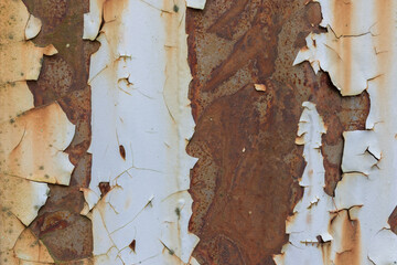 texture of peeling paint on rusty metal