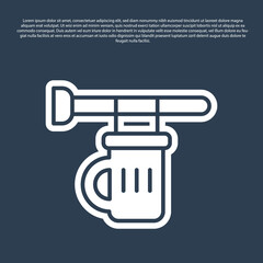 Blue line Street signboard with glass of beer icon isolated on blue background. Suitable for advertisements bar, cafe, pub, restaurant. Vector.