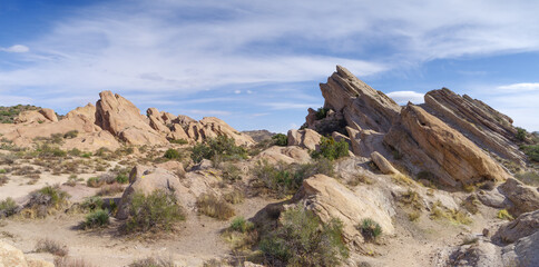 Fototapeta na wymiar Image of Vasquez Rocks Natural Area Park. Located in the Sierra Pelona Mountains in Southern California. This geological feature has been used as backdrop in many movies and commercials.