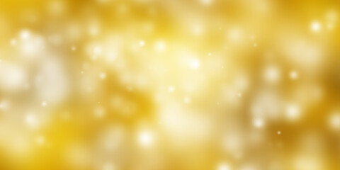 white bokeh blur background. Circle light on yellow background. Light gold sparkle background.