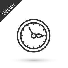 Grey line Sauna clock icon isolated on white background. Sauna timer. Vector.