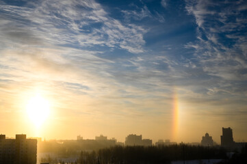 Photo of heavenly clouds on nature winter in the city