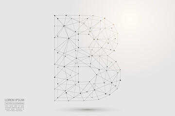 English letters abstract font consists 3d of triangles, lines, dots and connections. Vector illustration EPS 10.